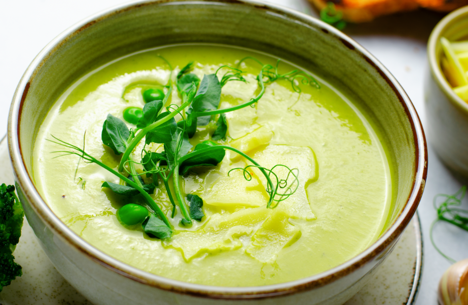 Broccoli, Pea and Mint Soup