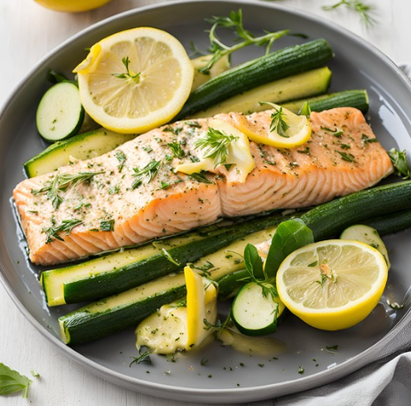 Lemon and Herb Salmon with Courgette