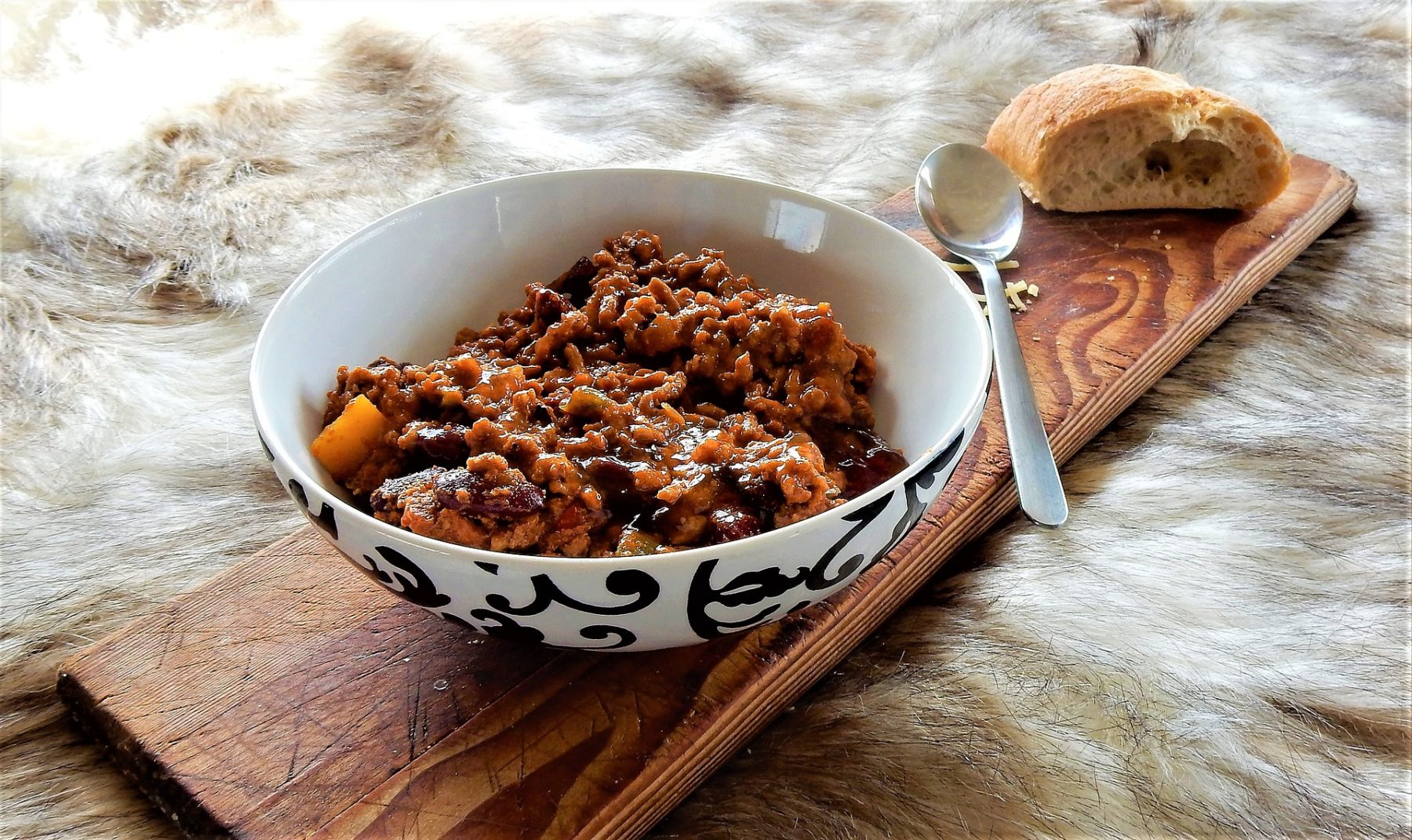 Beef Chilli with Low Carb Ciabatta
