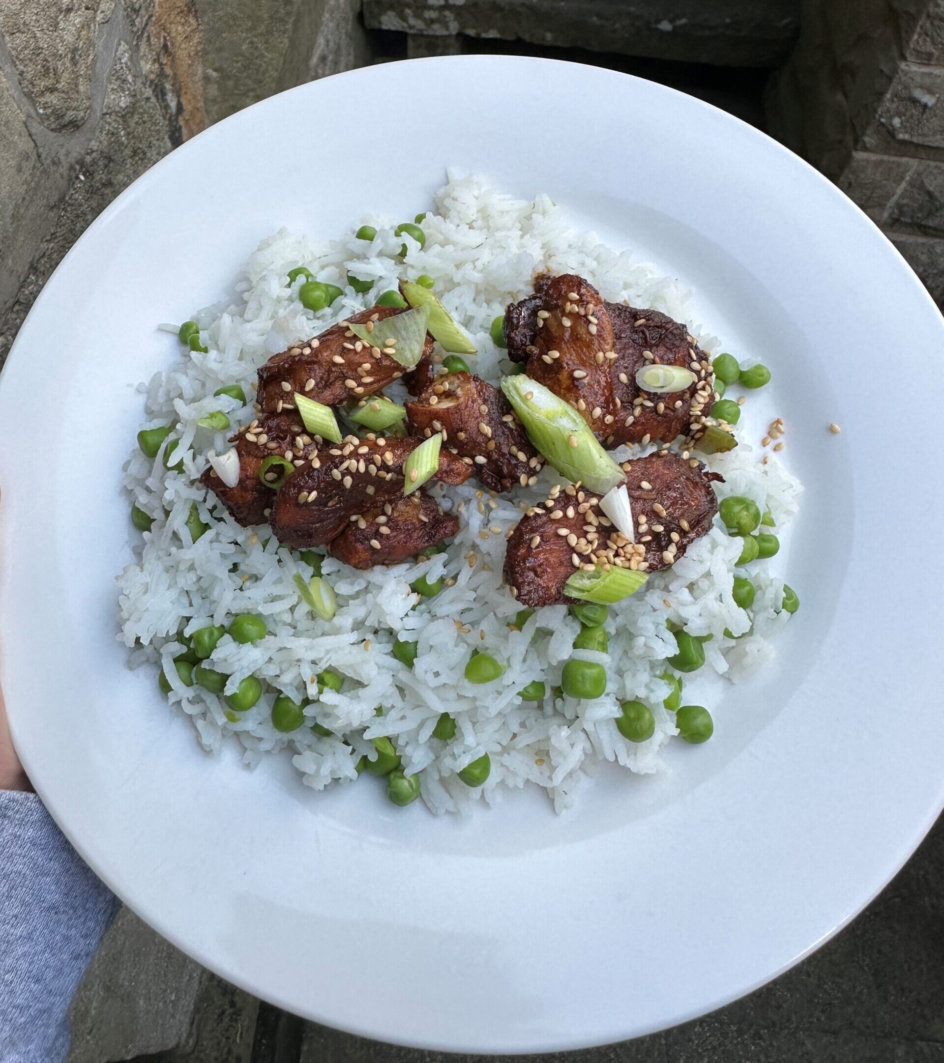 Chicken Teriyaki with Rice and Peas
