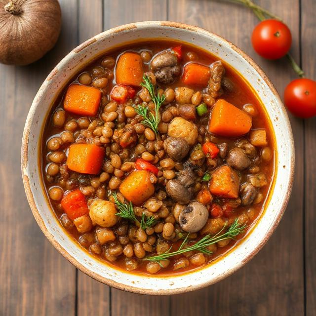 Vegan Lentil and Mushroom Stew