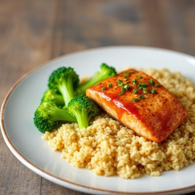 Sweet Chilli Salmon with Rice & Broccoli