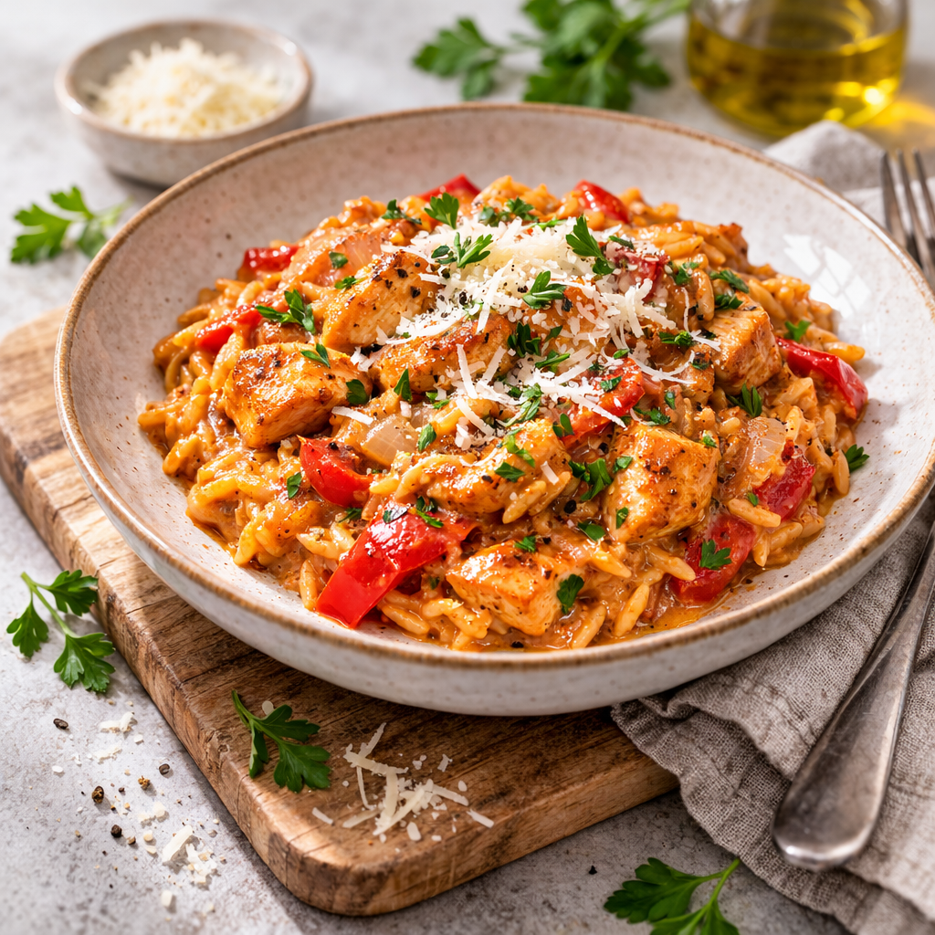 Creamy Fajita Chicken Orzo