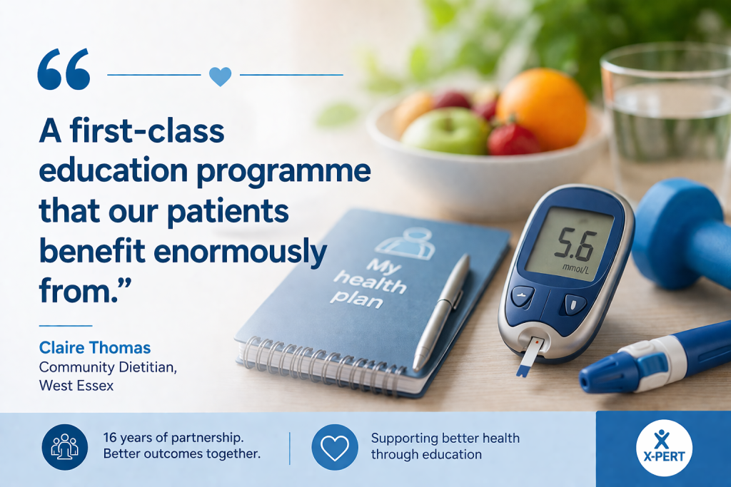 X-PERT Health has partnered with Essex Partnership University NHS Foundation Trust – West Essex to deliver structured education for people living with type 2 diabetes.